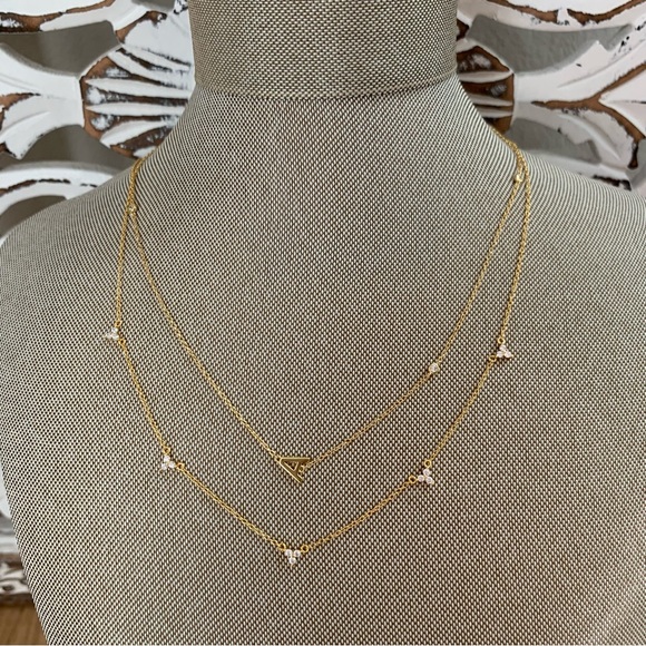 Gorjana style 18k gold initial A pendant necklace set - Picture 2 of 3